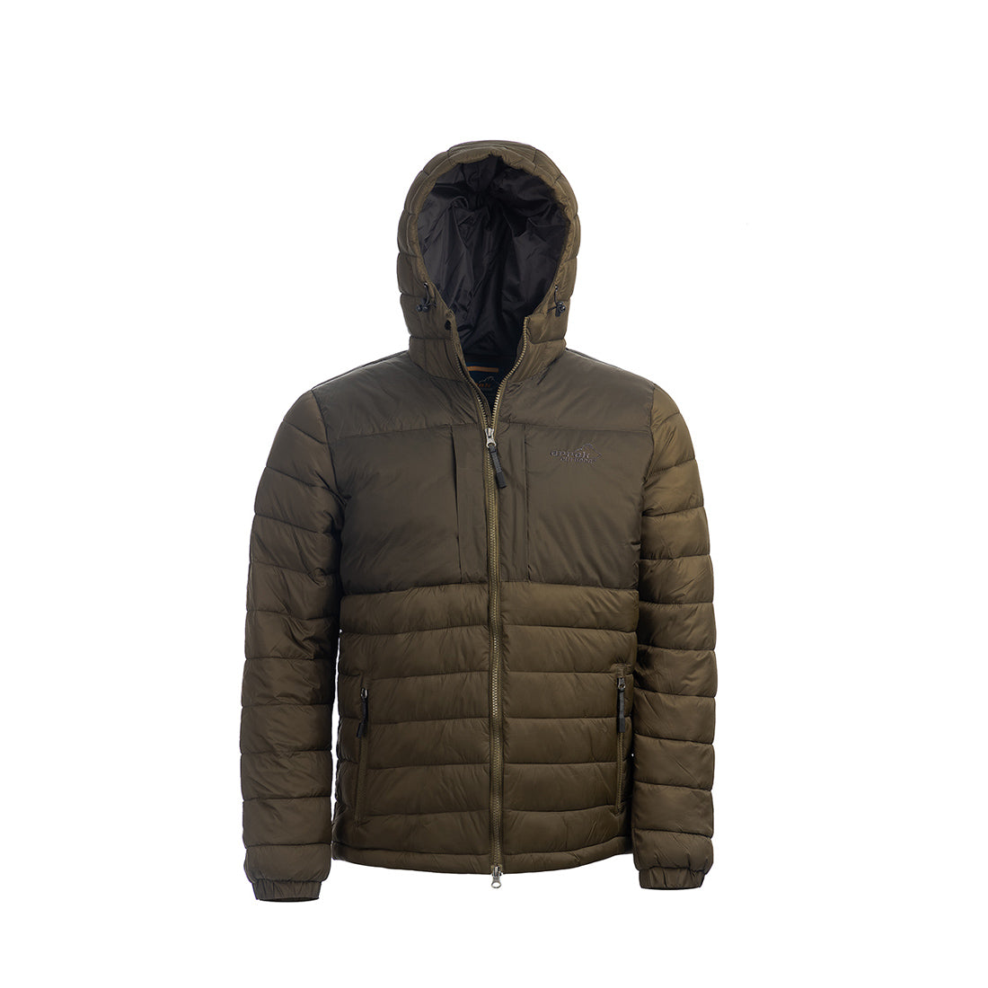 Arrak Men's Warmy Jacket Olive hooded with multiple pockets, windproof, thermal, lightweight, perfect to keep you warm on dog walks