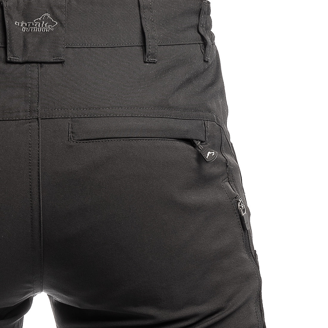 Arrak Men's Active Stretch Trousers Black back pocket, durable, stretchy, with multiple pockets, water repellent.