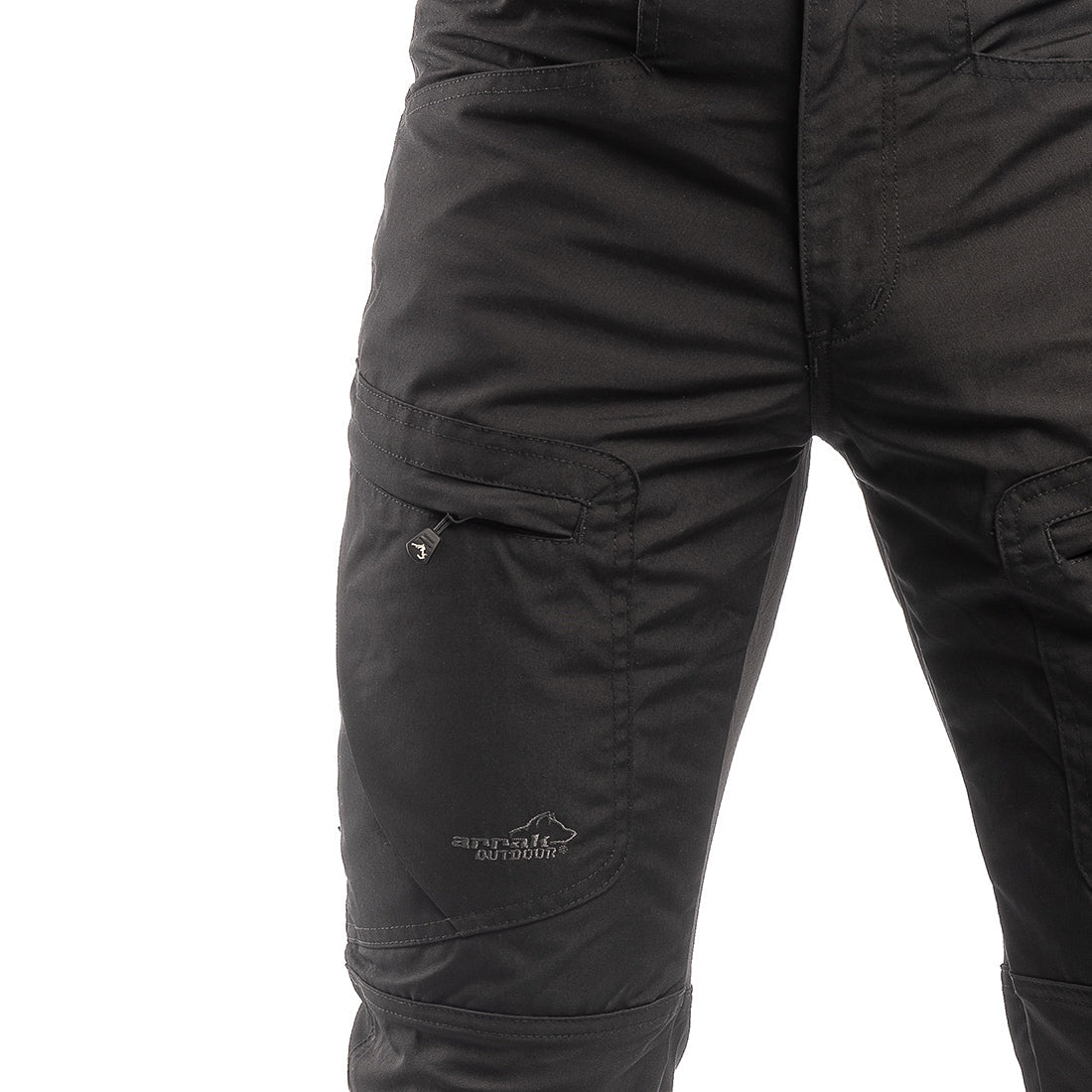 Arrak Men's Active Stretch Trousers Black detail pocket durable, stretchy, with multiple pockets, water repellent.