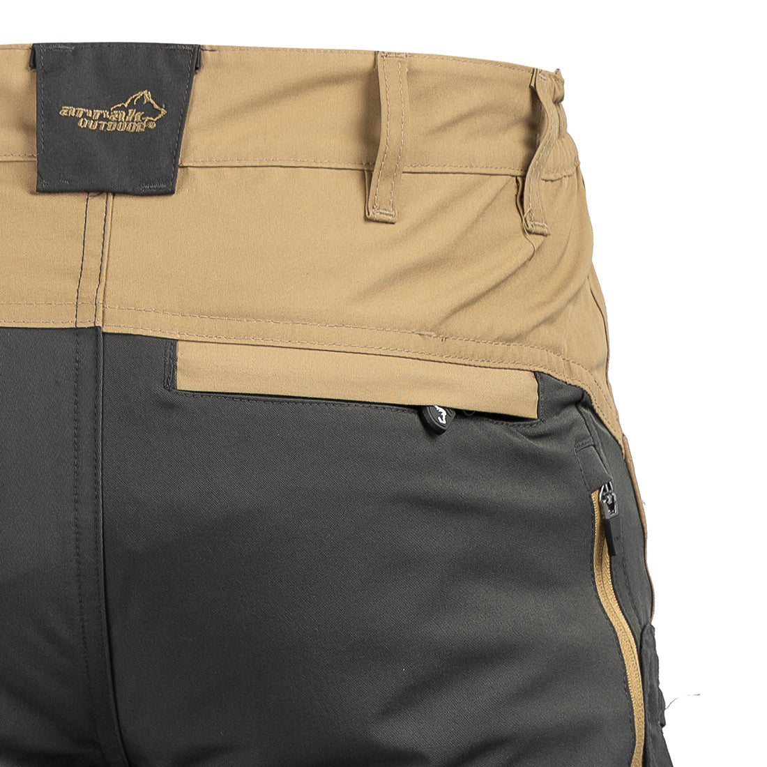 Arrak Men's Active Stretch Trousers Khaki Beige back pocket, durable, stretchy, with multiple pockets, water repellent.