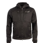Arrak Men's Akka Softshell Jacket Black Front with multiple pockets, water repellent for dog walking