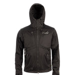 Arrak Men's Akka Softshell Jacket Black Front with Hood with multiple pockets, water repellent for dog walking