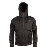 Arrak Men's Akka Softshell Jacket Black Front with Hood with multiple pockets, water repellent for dog walking