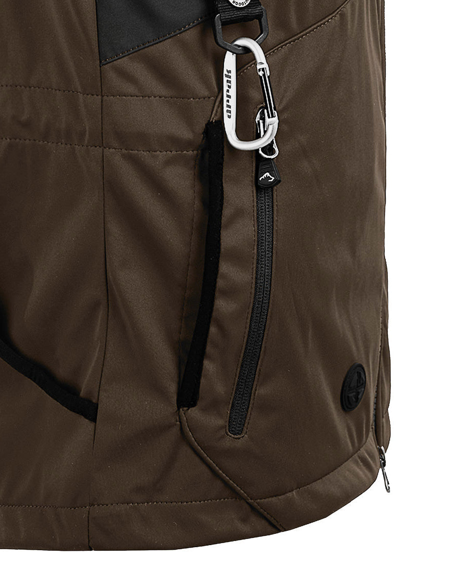 Arrak Men's Akka Softshell Jacket Brown Detail with multiple pockets, water repellent for dog walking