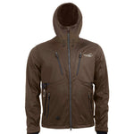 Arrak Men's Akka Softshell Jacket Brown Front with Hood with multiple pockets, water repellent for dog walking