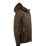 Arrak Men's Akka Softshell Jacket Brown Side with multiple pockets, water repellent for dog walking