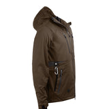 Arrak Men's Akka Softshell Jacket Brown Side with multiple pockets, water repellent for dog walking
