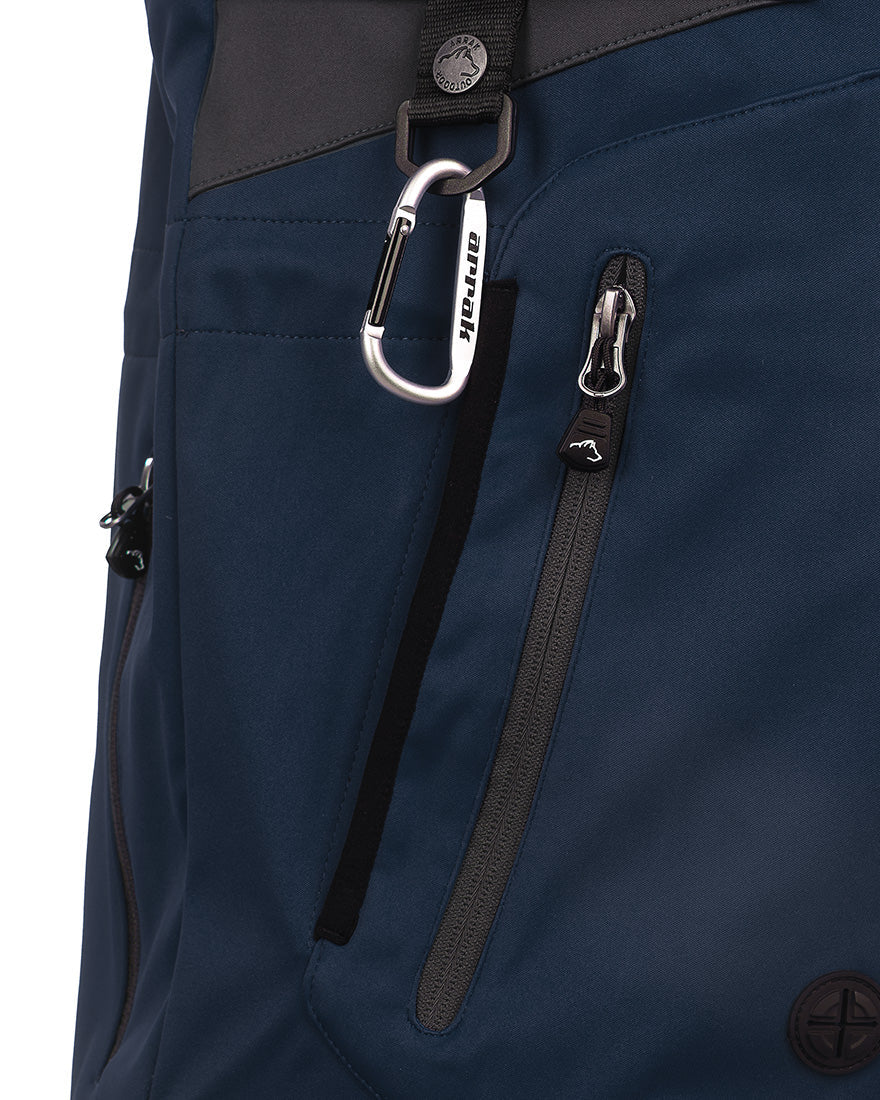 Arrak Men's Akka Softshell Jacket Navy Detail with multiple pockets, water repellent for dog walking