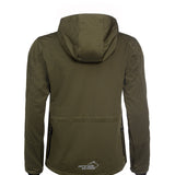 Arrak Men's Akka Softshell Jacket Olive Back with multiple pockets, water repellent for dog walking