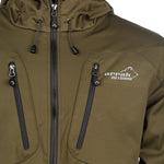 Arrak Men's Akka Softshell Jacket Olive Chest with multiple pockets, water repellent for dog walking