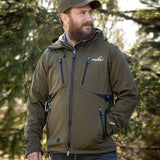 Arrak Men's Akka Softshell Jacket Olive Front Man with multiple pockets, water repellent for dog walking