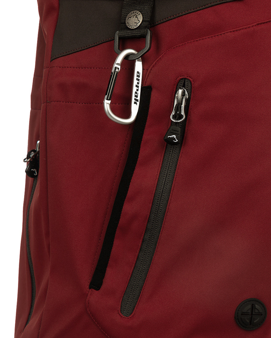 Arrak Men's Akka Softshell Jacket Red Detail with multiple pockets, water repellent for dog walking