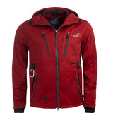 Arrak Men's Akka Softshell Jacket Red Front with multiple pockets, water repellent for dog walking