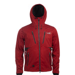 Arrak Men's Akka Softshell Jacket Red Front with Hood with multiple pockets, water repellent for dog walking