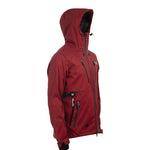 Arrak Men's Akka Softshell Jacket Red Side with Hood with multiple pockets, water repellent for dog walking