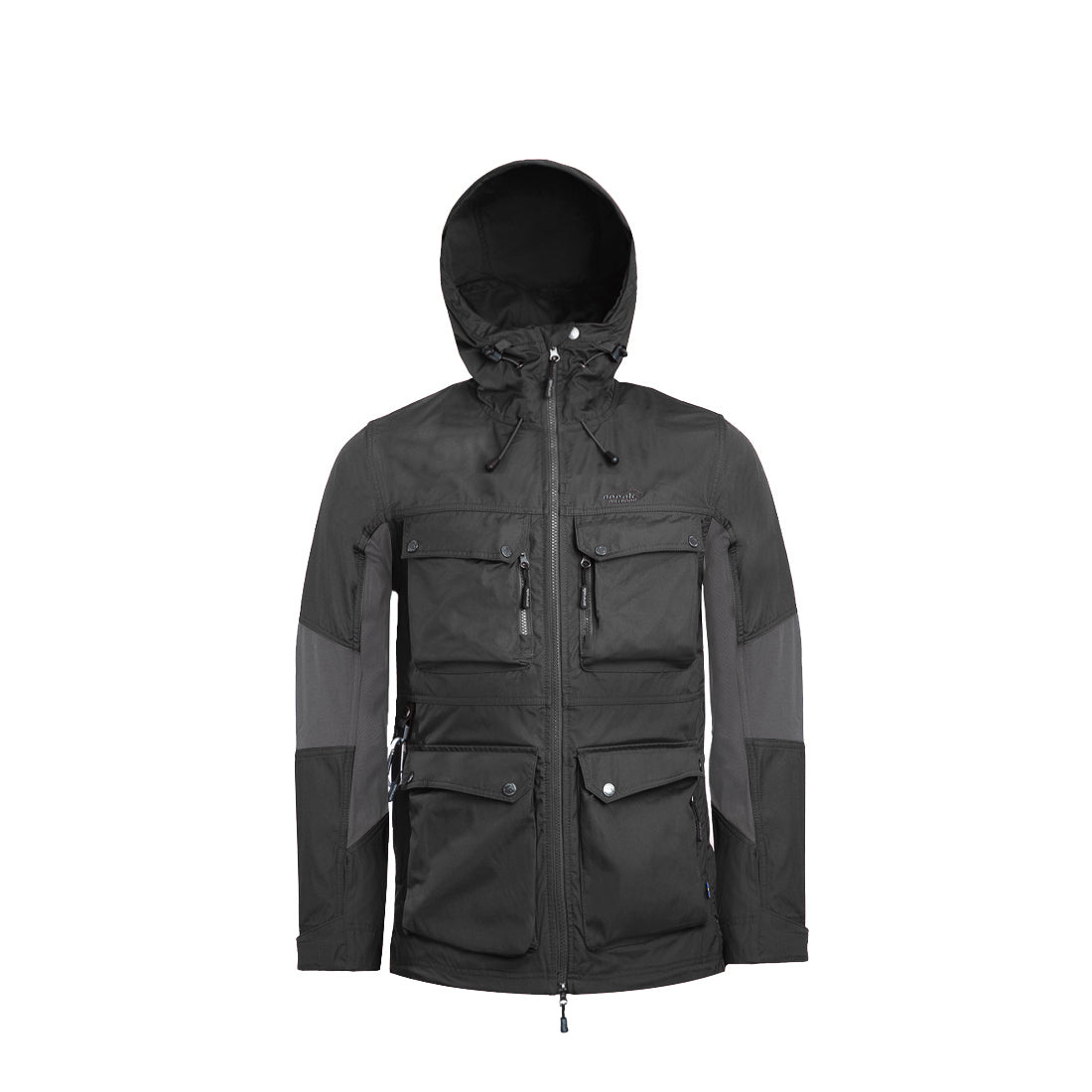 Arrak Men's Hybrid Jacket Black Front hooded with multiple pockets, windproof, perfect for dog walks