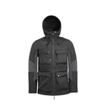 Arrak Men's Hybrid Jacket Black Front hooded with multiple pockets, windproof, perfect for dog walks