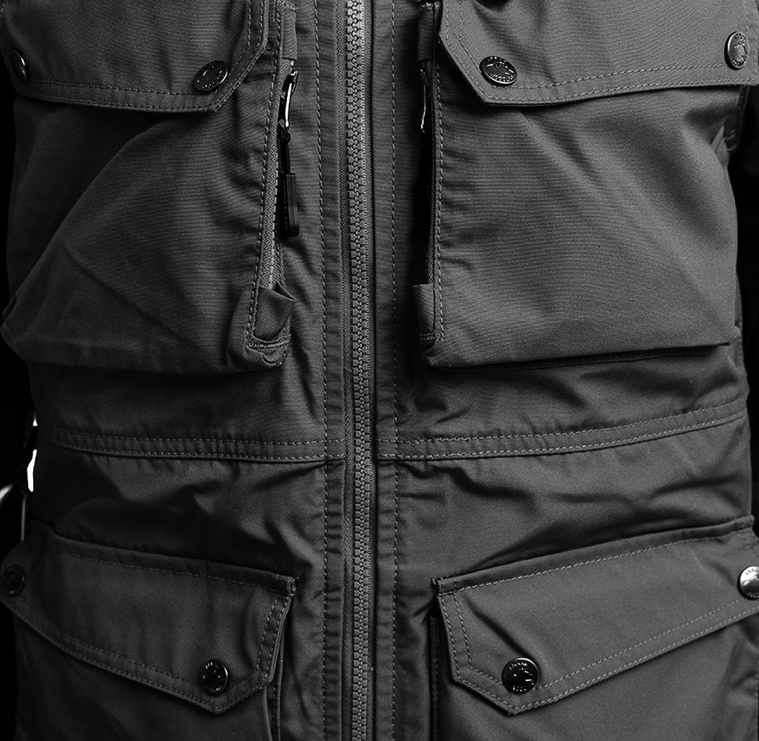 Arrak Men's Hybrid Jacket Black detail pockets, windproof, perfect for dog walks