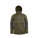 Arrak Men's Hybrid Jacket Olive Front hooded with multiple pockets, windproof, perfect for dog walks