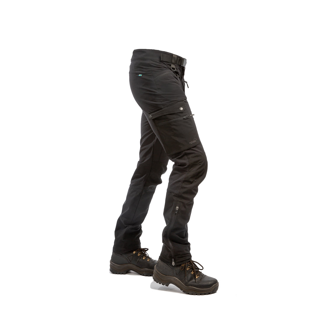 Arrak Men's Motion Flex Trousers Black side waterproof, stretchy, with multiple pockets, with belt.