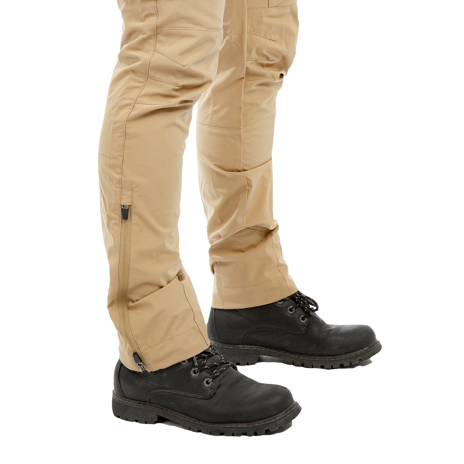 Arrak Men's Motion Flex Trousers Khaki Beige leg waterproof, stretchy, with multiple pockets, with belt.