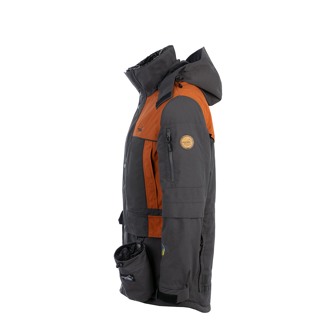 Arrak Men's Original Jacket Orange Gray Side with multiple pockets, waterproof for the outdoor dog owner