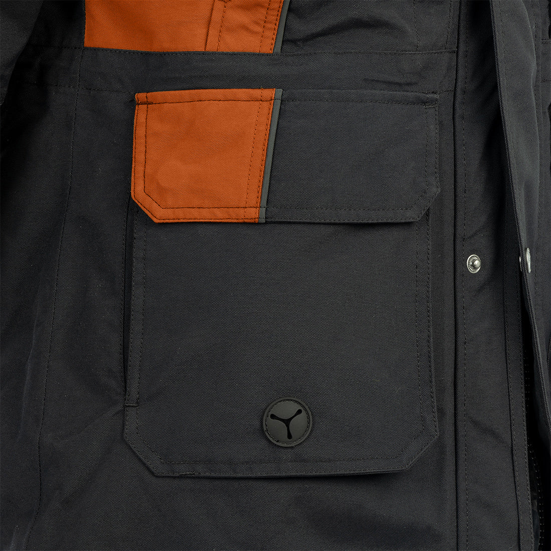 Arrak Men's Original Jacket Orange Gray pocket detail, waterproof for the outdoor dog owner