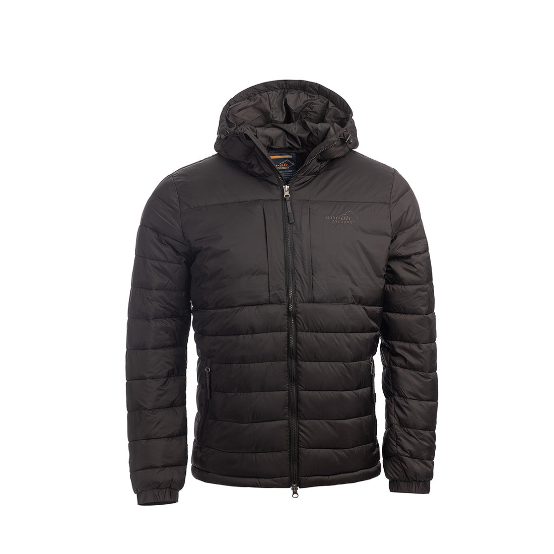 Arrak Men's Warmy Jacket Black Front with multiple pockets, windproof, thermal, lightweight, perfect to keep you warm on dog walks