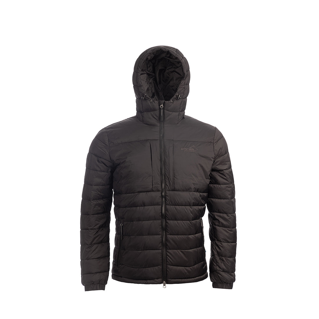 Arrak Men's Warmy Jacket Black hooded with multiple pockets, windproof, thermal, lightweight, perfect to keep you warm on dog walks
