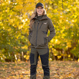 Arrak Women's Active Stretch Trousers Olive model front durable, stretchy, with multiple pockets, water repellent.