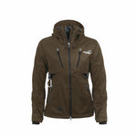 Arrak Women's Akka Softshell Jacket Brown Front with multiple pockets, water repellent for dog walking