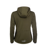 Arrak Women's Akka Softshell Jacket Olive Back with multiple pockets, water repellent for dog walking
