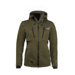Arrak Women's Akka Softshell Jacket Olive Front with multiple pockets, water repellent for dog walking