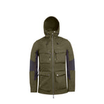 Arrak Women's Hybrid Jacket Olive Front hooded with multiple pockets, windproof, perfect for dog walks