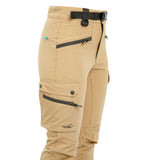 Arrak Women's Motion Flex Trousers Khaki Beige side waterproof, stretchy, with multiple pockets, with belt.