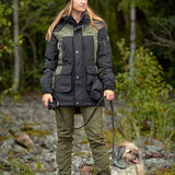 Arrak Women's Original Jacket Olive Front woman forrest with multiple pockets, waterproof for the outdoor dog owner