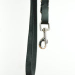 Black Leather Leash with Stainless Steel Clip 16mm with handle