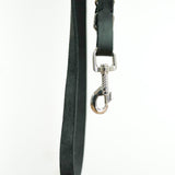 Black Leather Leash with Stainless Steel Clip 16mm with handle