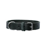 Black leather dog collar front