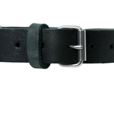 Black leather dog collar stainless steel buckle