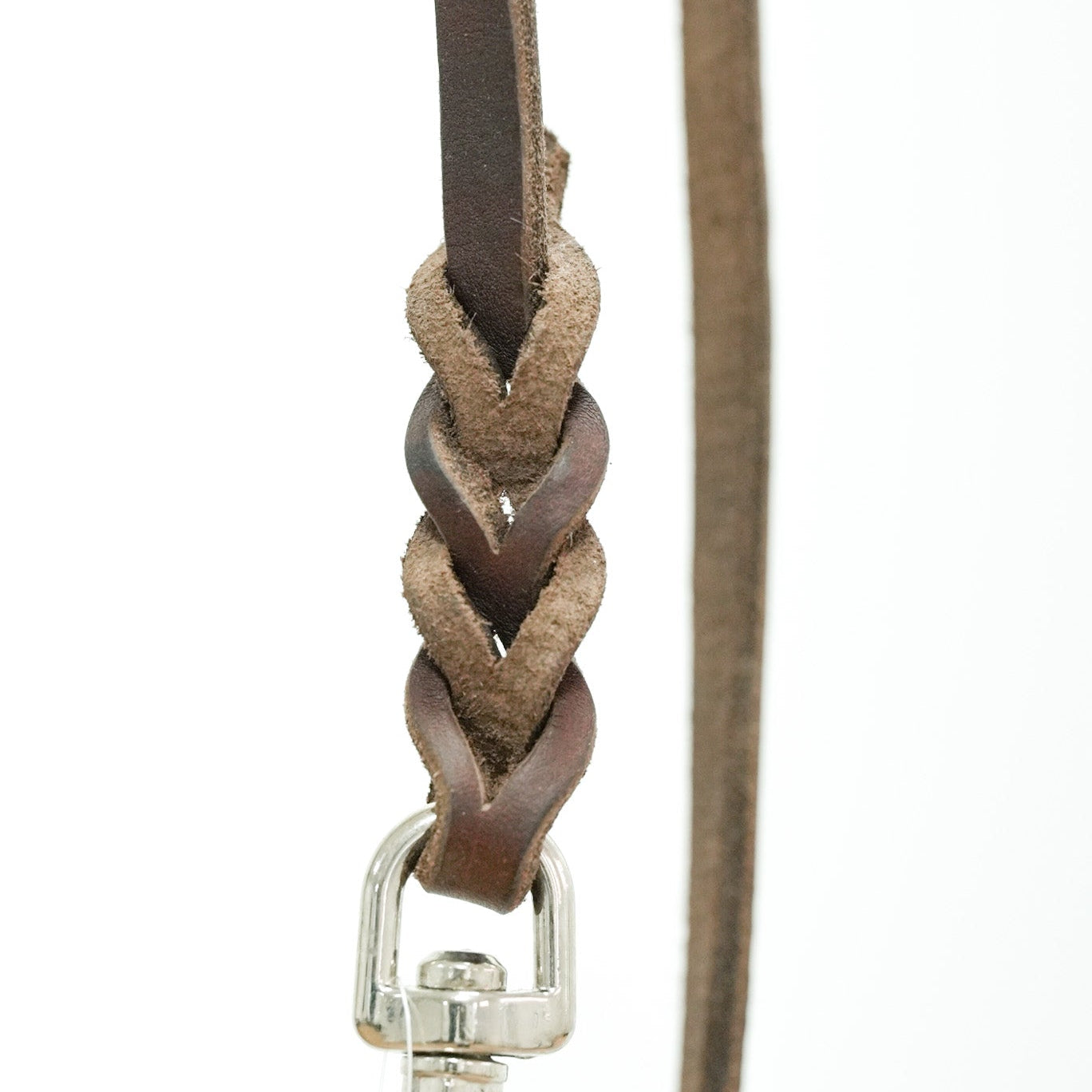 Brown Leather Leash stainless steel clip 10mm
