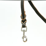 Brown Leather Leash stainless steel clip