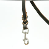 Brown Leather Leash stainless steel clip