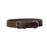 Brown leather dog collar front