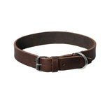 Brown leather dog collar stainless steel
