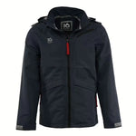 Dark blue dog training  jacket with a brand logo on a white background