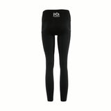 Black leggings with a brand logo on a white background