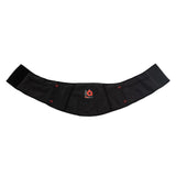 Black dog training skirt with red accents on a white background