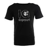 Black t-shirt with 'IQ dogsport' logo on a white background