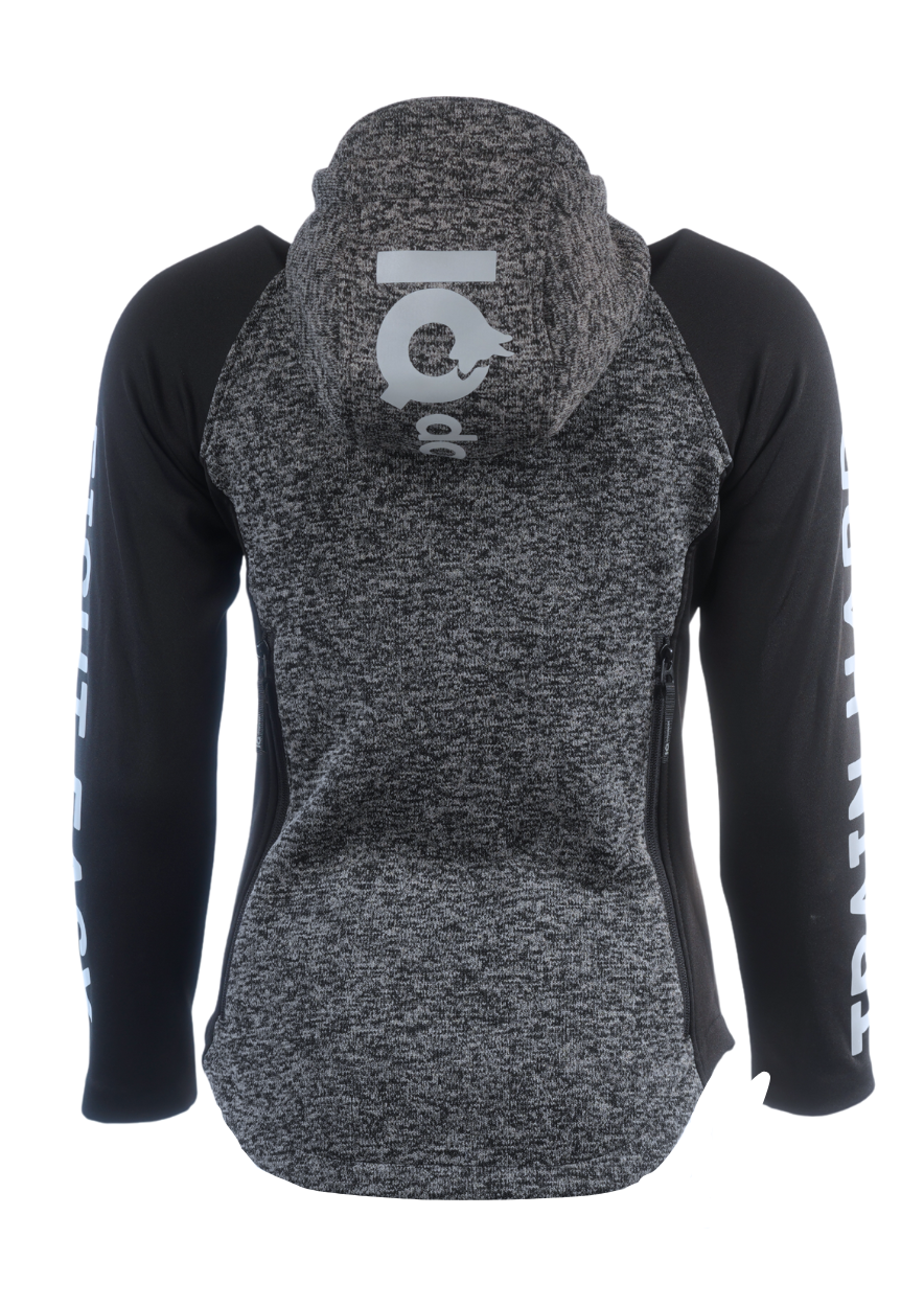 IQ Dogsport Women's Dog Training Zip Hoodie Train hard Grey back